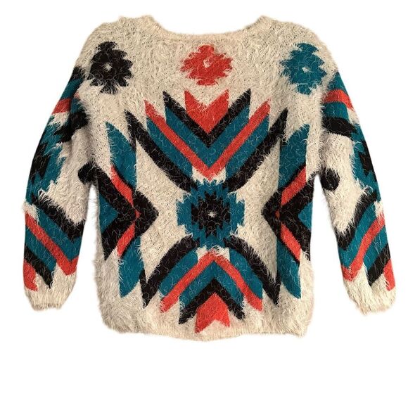 36 Point 5 Womens Aztec Native American Style Boho Hippie Eyelash Sweater Size S - Picture 7 of 11